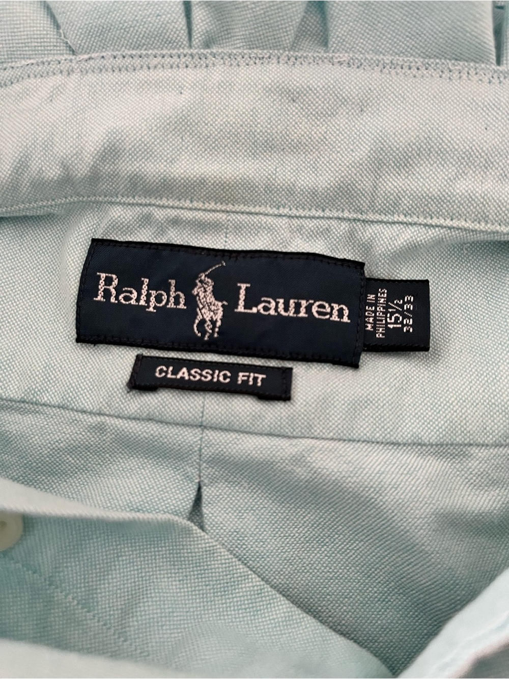 Upcycled Ralph Lauren Seafoam Button-Up Shirt with Ruffle Collar - Picture 7 of 7